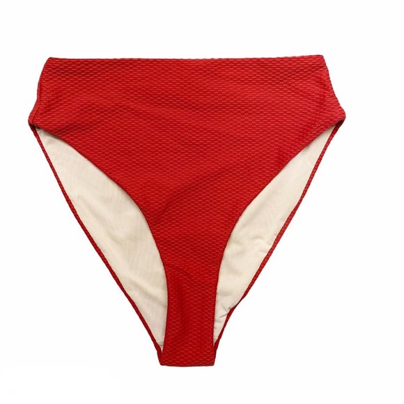 CHELSEA 28 Red Textured High Waisted Bikini Bottoms XS NWOT - Picture 1 of 7